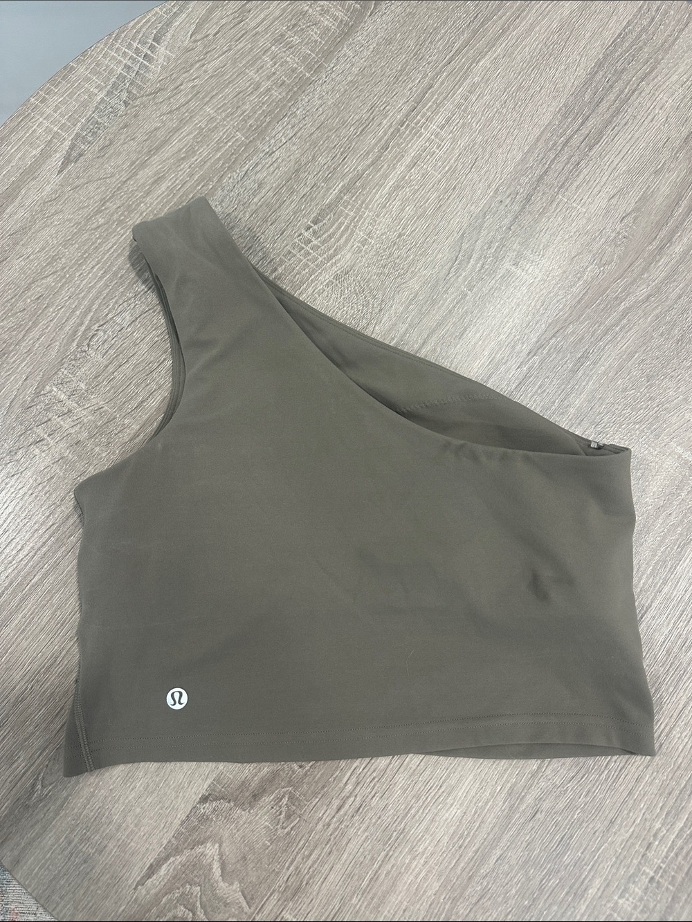 lululemon athletica One-Shoulder Crop Top in Olive Green